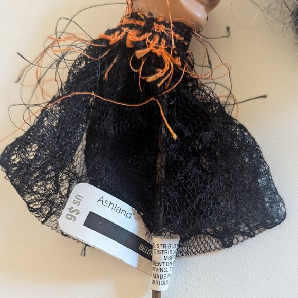 NWT Crone Witch Orange Sequin Hat Halloween Floral Pick Doll Ashland Decoration - Picture 12 of 14